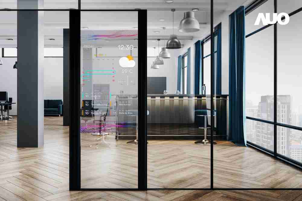 60吋Micro LED透明窗屏显示器，，可依需求调整并延伸应用于不同场域，，，，包括汽车侧窗或家庭玄关、、智慧橱窗、、商业展示等面向，，，提供丰富的信息娱乐内容