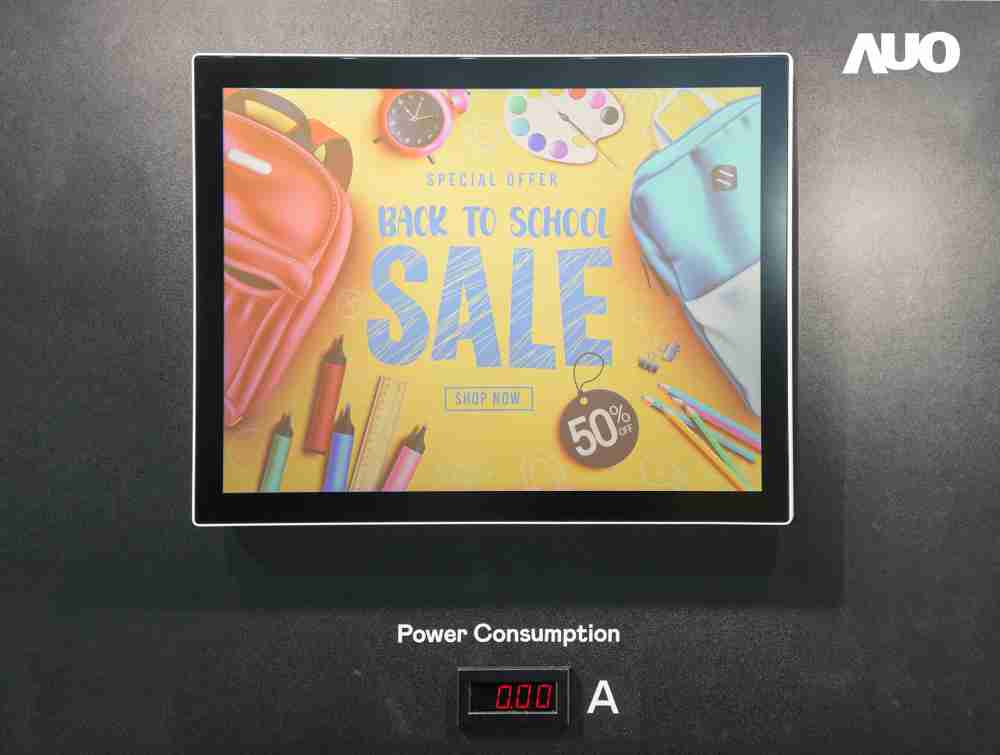 冰球突破展示胆固醇液晶超低耗能户外全彩显示器，，，ChLC（胆固醇液晶）以双稳态技术使静态显示零功耗，，具省电、、高彩度、、、、环保的特性，，，，还整合软硬件系统解决方案，，，，可透过单一云端平台管理