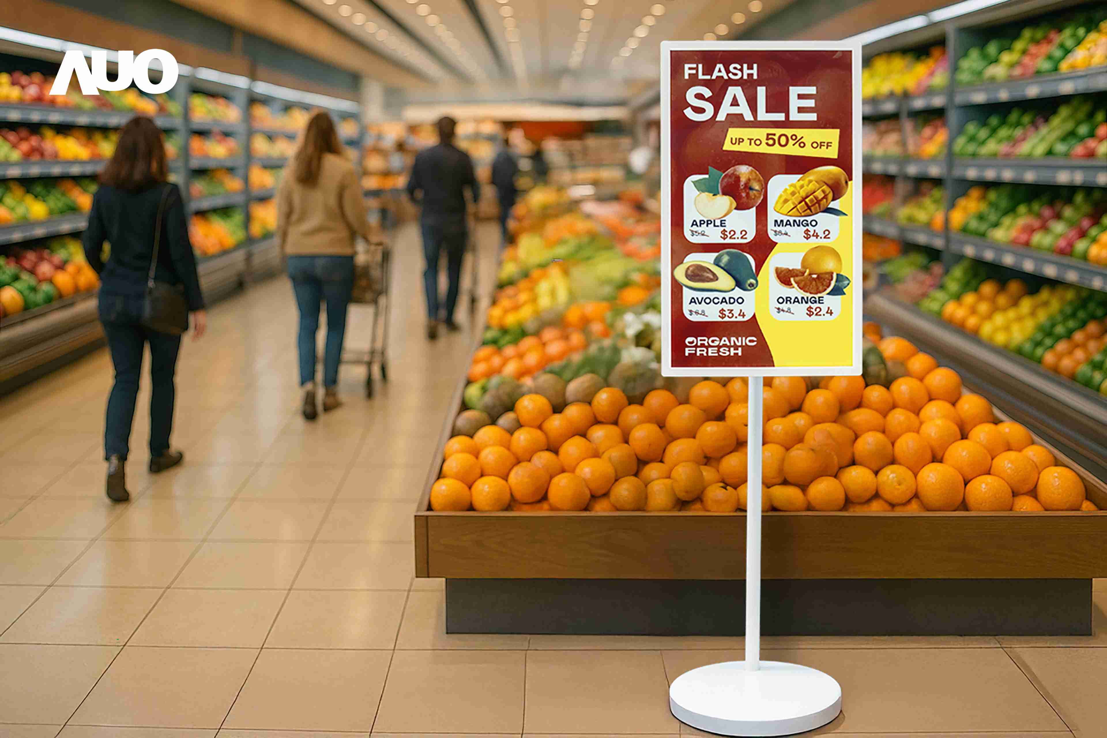 达擎首亮相低功耗、、、、全彩的〝aecoPost电子纸解决方案〞，，仅在更新画面时需要微量的电力驱动，，，无需布建电线的便捷设计，，使其可灵活应用、、随意置放，，，并可透过云端或行动装置app，，轻松管理及排程广告内容，，，，晋升店头营销利器。。