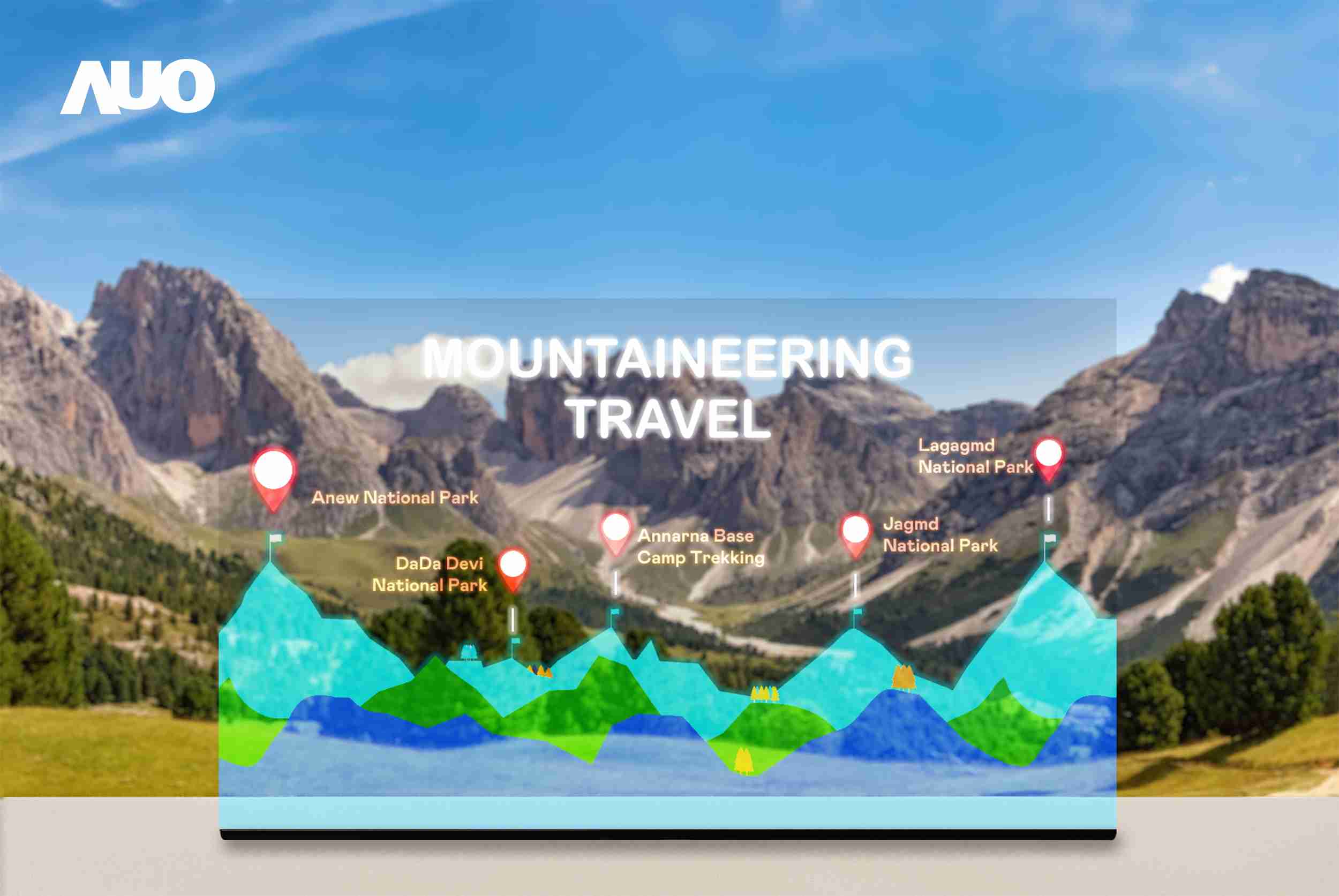 冰球突破展示全球单片尺寸最大(*)42吋透明Micro LED显示器拼接而成的〝64吋透明Micro LED显示器〞，，，，具备高透明度、、、、1,000 nits高亮度、、、广色域、、、采用三边无边框的无缝拼接等多重特色，，呈现超高清、、、细腻画质而不遮挡后方视觉，，，，满足层峰需求，，可广泛运用于零售、、、、艺术展览或商业空间等场域